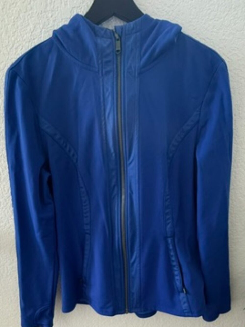 Athleta Blue Hooded Performance Jacket Full Zip Athletic Running (Large)